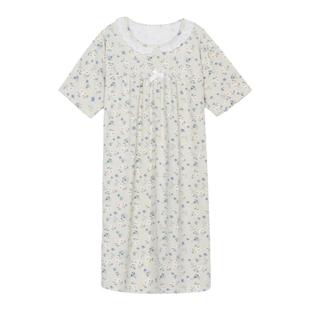 馨帮帮Homedress 蕾丝碎花睡裙夏季透气短袖睡衣宽松薄款家居服女