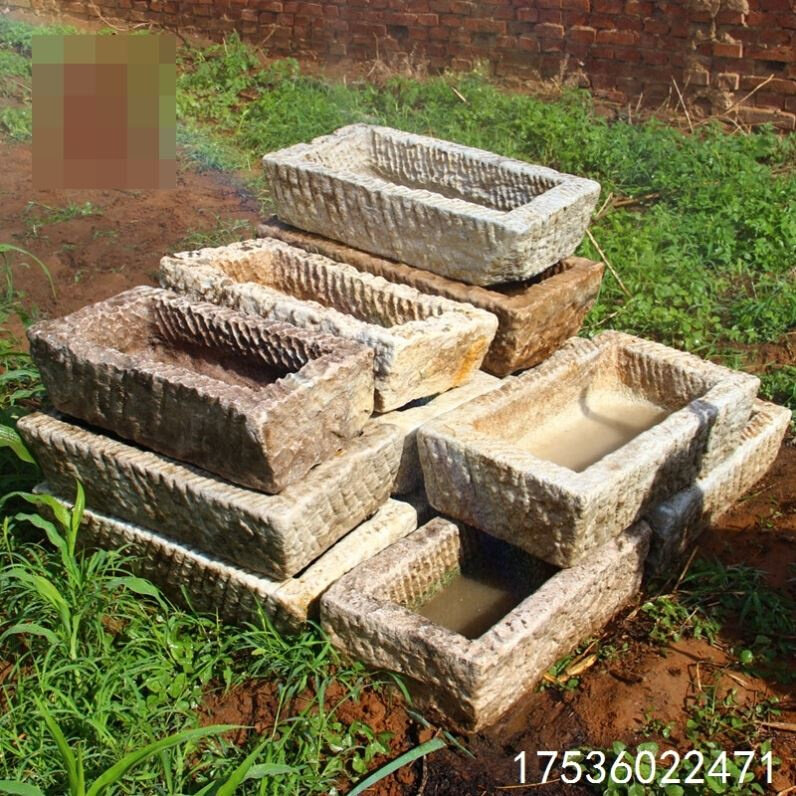 iwz槽老石槽复古缸旧牛马槽猪槽洗手花盆老物件室内盆流水装鱼饰