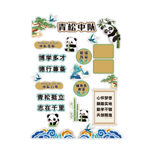 中队角布置墙贴开学教室黑板报主题装饰小学熊猫少先队班级文化墙