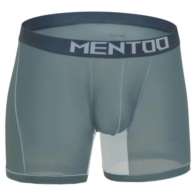 MENTOO超薄透裸感灰绿平角内裤高弹清爽透气速干运动舒适性感丝滑