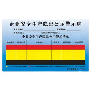 企业安全生产隐患公示警示牌清单一线三排标识牌有限空间动火作业危险化学品工作指引图重点区域安全管理标语