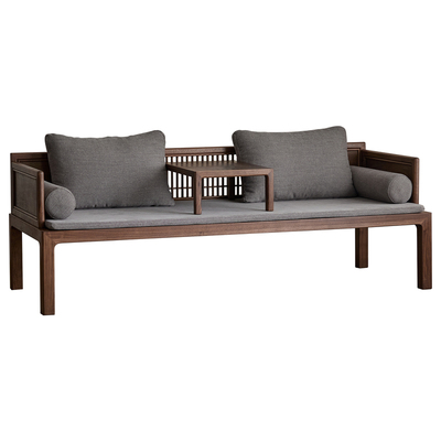 璞木宋式美学罗汉床黑胡桃木新中式坐卧两用布艺沙发客厅红木床榻