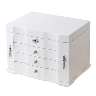 高档公主首饰盒戒指盒实木质带锁带镜子耳环饰品梳妆台收纳盒大号