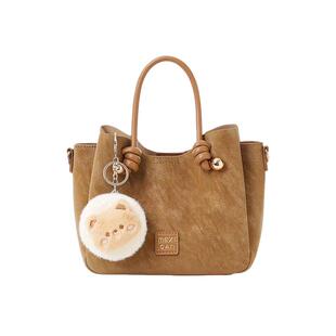 稻草人包包冬季新款斜挎包水桶包质感轻奢通勤手提包时尚单肩女包