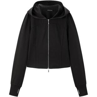 太平鸟女装25年新款羊毛混纺修身时髦外搭连帽卫衣外套A1CRF1442