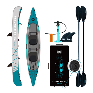 BM拉丝皮划艇PVC充气独木舟单双三人kayak-配滑轮背包