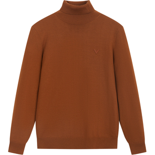 BM男士羊毛衫2024新款潮流V标修身高领毛衣男秋冬款内搭打底衫