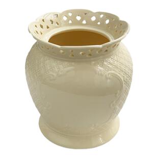 安木良品 外贸原单 法式ins奶黄色精致镂空浮雕陶瓷罐摆件插花瓶