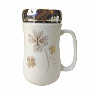 水杯陶瓷杯带盖办公茶杯男卡通杯子实用礼品情侣家用马克杯女可爱