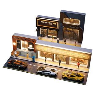 1:64微缩场景咖啡厅KTV灯光街景房屋建筑模型拍摄影道具玩具摆件