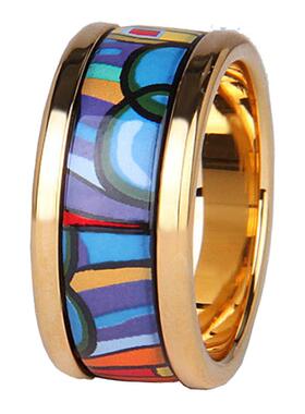 异域风情高温画珐琅戒指女