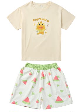 言仓水豚噜噜睡衣卡通凉感短袖短裤居家服夏季清凉舒适生日礼物