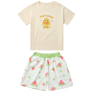 言仓水豚噜噜睡衣短袖短裤卡通居家服夏季凉感情侣生日礼物