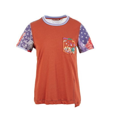 FISHING女装短袖t恤女2025新款夏季拼接撞色纯棉全棉上衣FGHB2012