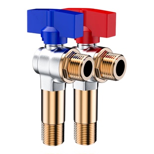 热水器专用球阀全铜加长三角阀通用大流量冷热进出水阀4分开关阀