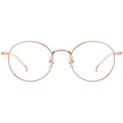 超轻纯钛近视眼镜女款圆框防蓝光