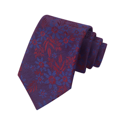 领带男士复古紫色繁花新郎结婚正装商务职业绅士8cm手打领带高档