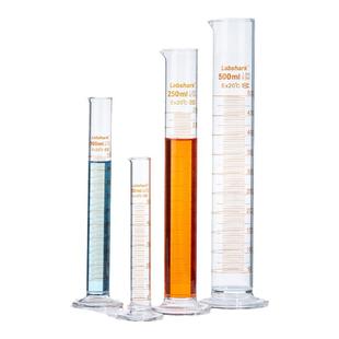 Labshark玻璃量筒10/25/50/100/1000/2000mL毫升高精度实验室透明带刻度高硼硅量杯A级过检湘玻