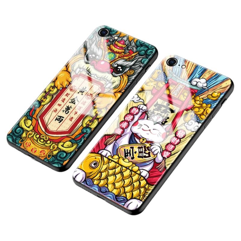 适用中国风vivox7黄金万两vivox7plus奉旨发财vivoy85招财猫vivo国潮牌y85复古风x7貔貅钢化玻璃x7plus手机壳
