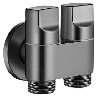 全铜一进二出角阀双控双开关家用龙头三角阀自动止水阀一分二接头