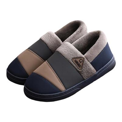 男士大码棉拖鞋冬季包跟防水皮面