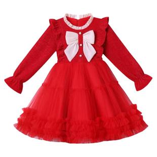女童公主裙秋冬加绒款洋气小女孩连衣裙春季时髦蓬蓬裙子儿童冬装