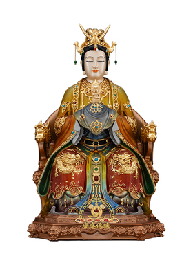 台湾纯铜碧霞元君神像客厅摆件