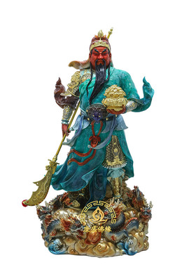 关公神像汉白玉叠染店铺供奉摆件