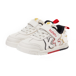 卡特兔儿童皮面小白鞋2026新款春季男童软底休闲鞋女童幼儿园板鞋