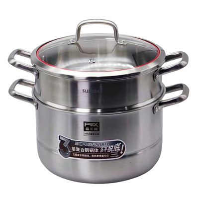富尔兴304双层大蒸锅巨厚一体底