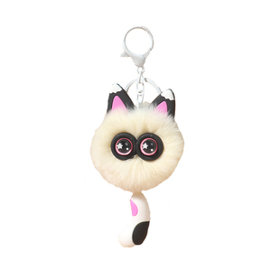 可爱獭兔毛小猫咪钥匙扣挂件少女心毛绒卡通公仔玩偶包包配饰礼物