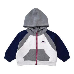 山系男童女童加绒外套2026冬季新款儿童撞色连帽卫衣运动拉链帽衫