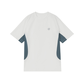 吕小虎美式休闲撞色拼接短袖男夏季潮牌透气网眼速干运动T恤上衣