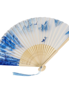 古风汉服女士旗袍小折叠扇子