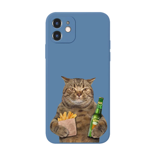 搞笑猫咪喝酒前后对比沙雕适用iPhoneX手机壳苹果16液态15软壳14pro全包78plus