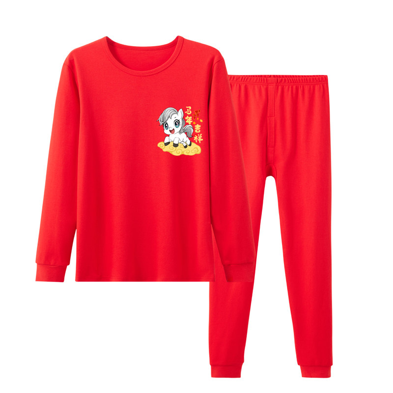 男童本命年内衣套装纯棉儿童红色秋衣秋裤2026马年胖大童男孩衣服