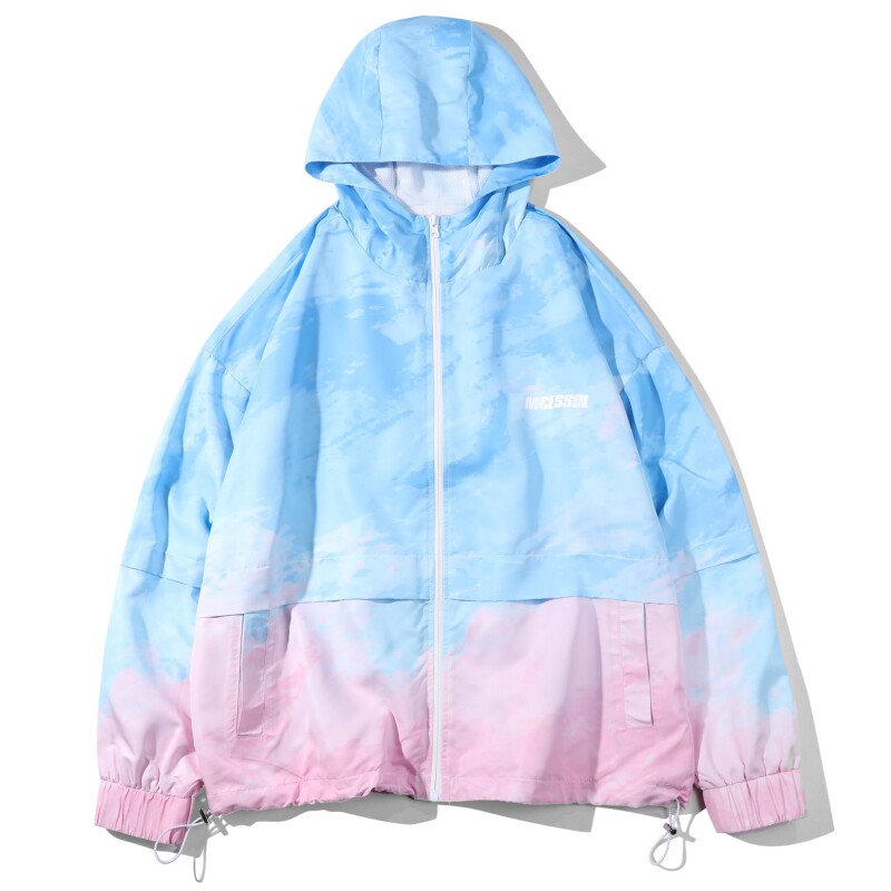 扎染笑脸印花超薄透气外套防晒服