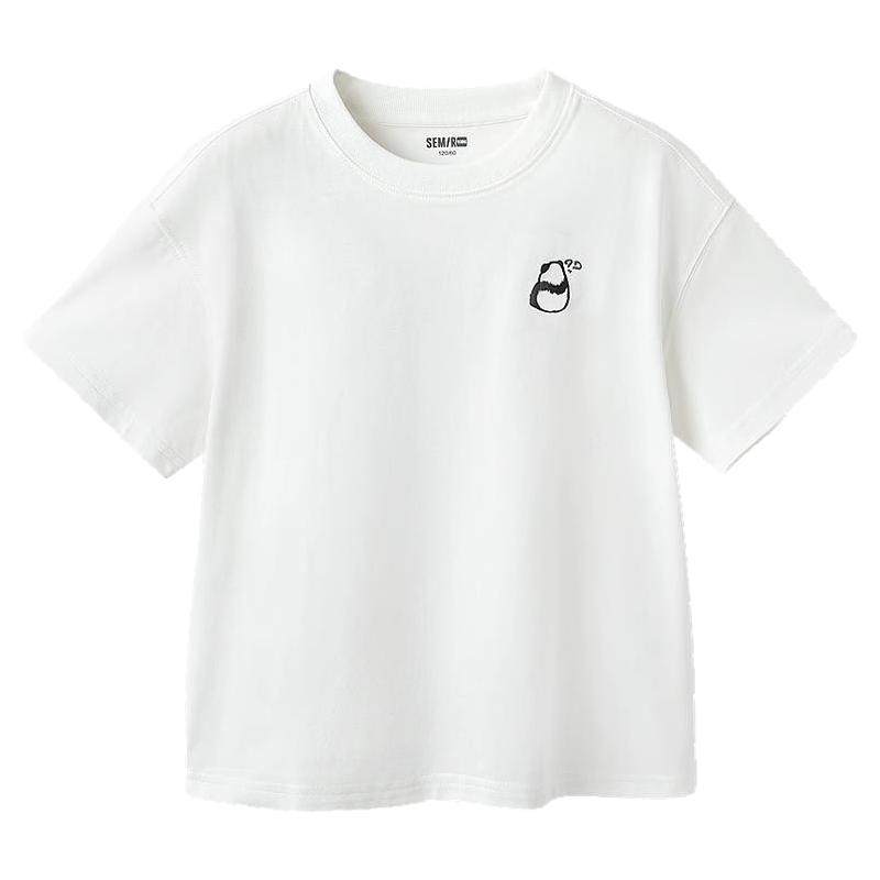 森马儿童短袖速干穿搭夏装熊猫T恤亲子装男女童短袖凉感宽松上衣