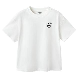 森马儿童短袖速干穿搭夏装熊猫T恤亲子装男女童短袖凉感宽松上衣