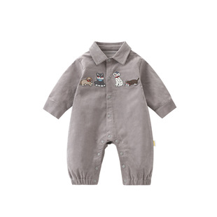 溯格春季男宝宝哈衣萌趣简约包屁衣儿童爬服婴幼儿连体衣66-100码