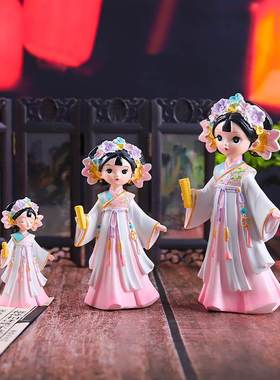 国潮风梦里花精美摆件古风厂家直销复古装饰品美女电视柜未眠批发