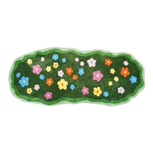 机织暖藻苔藓地毯儿童房客厅床边地毯卧室绿色地毯床边毯草地地毯