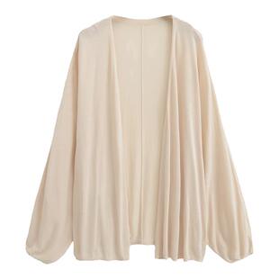 liviahome 【空气感防晒】慵懒宽松长袖针织开衫女百搭中长款上衣