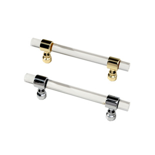 亚克力长条金色透明水晶隐形拉手轻奢橱柜浴室柜抽屉玻璃柜门把手