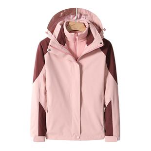 simboo加厚冲锋衣女三合一可拆卸潮牌抓绒外套男防风防寒滑雪服