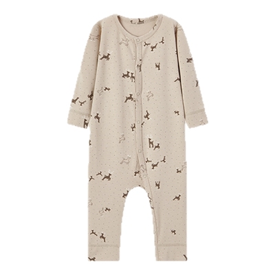 MarMar婴儿春秋长袖长裤系带连体服包脚男女宝宝哈衣爬服打底衫