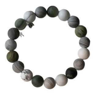 自在缘新中式[青山]白松石手串文玩佛珠男女士灰纹石手链手持配饰