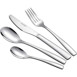 304不锈钢刀叉勺两三件套吃牛排的刀叉盘子套装家用欧式西餐餐具