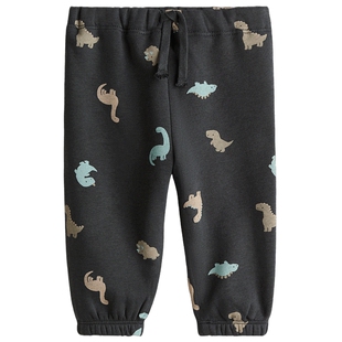 HM裤子春季童装男婴拉绒内里印花卫衣面料慢跑裤1292686