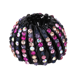 水钻鸟巢盘发器丸子头发圈神器女镶钻发夹扎马尾扣后脑勺抓夹头饰